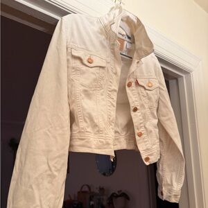 Off White Original Trucker Levi's denim cropped jacket with copper toned buttons